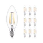 Lot 10x Philips Corepro LED Bougie E14 Filament Claire 4.3W 470lm - 827 Blanc Très Chaud | Équivalent 40W