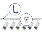 Bright Choice Ensemble complet Rail Monophasé Rail L 1 x 2 Mètre Blanc | incl. 6x Spot + GU10 2700K 3W Dimmable + Embout, Connecteur d’Alimentation et L -Connecteur
