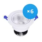 Lot 6x Spot Encastrable LED Ronde Inclinable 15W 1200lm 60D - 930 Blanc Chaud | 135mm - Diamètre 110mm - UGR 