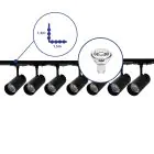 Bright Choice Ensemble complet Rail Monophasé Rail L 1,5 x 1,5 Mètre Noir | incl. 7x Spot + GU10 2700K 3W Dimmable + Embout, Connecteur d’Alimentation et L -Connecteur