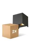 Pack duo D'Lite Applique Murale Elingen Aluminium Noir 4.9W 480lm - 830 Blanc Chaud | IP65